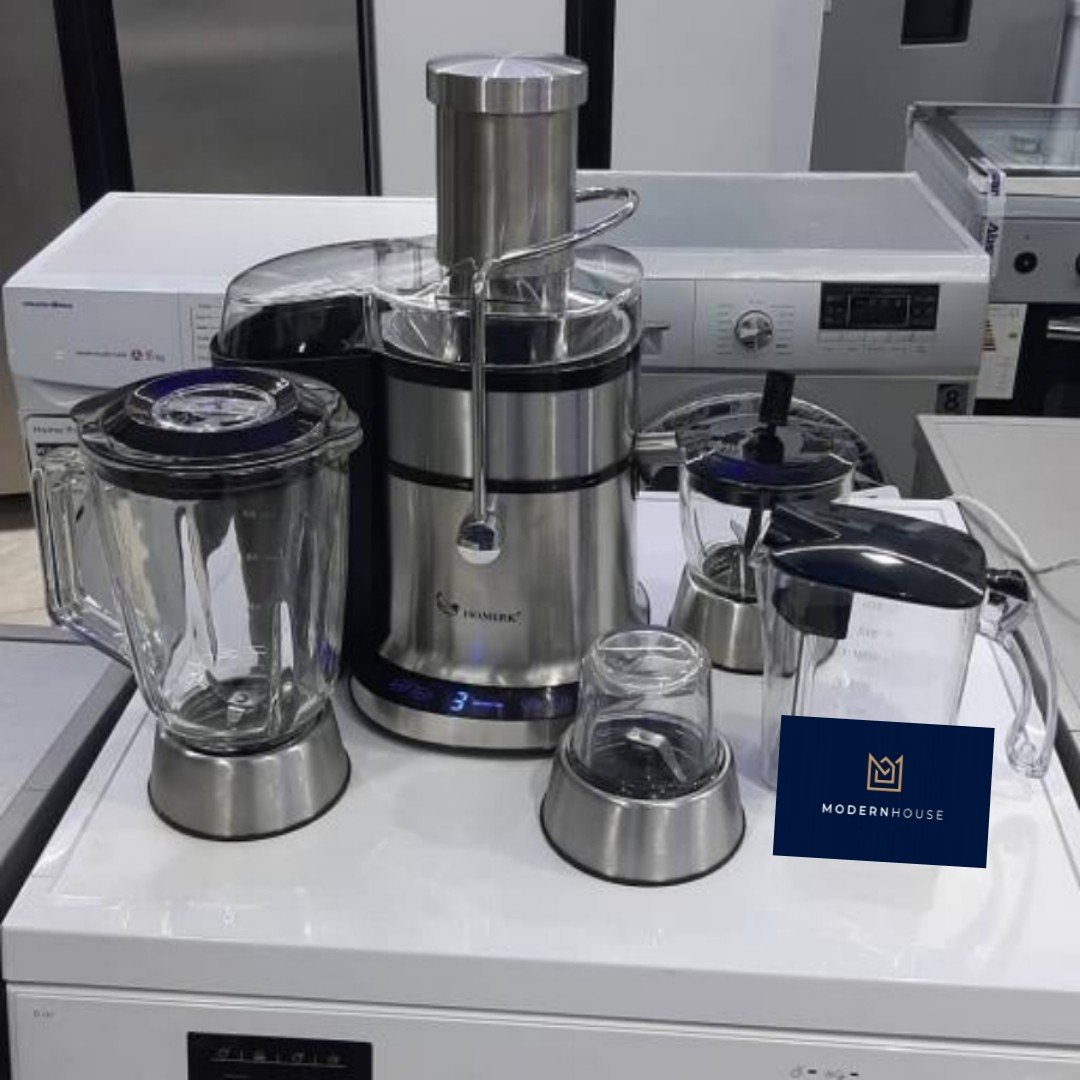 آبمیوه گیری12کاره و غذاسازکامل HK -JB80TF هومرک800w (آبمیوه گیر -غذاساز -مخلوط کن- آسیاب -خردکن -رنده برقی)پنل لمس LED