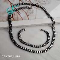 خرید ست گردنبند و دستبند استیل سیاه قلم کیفیت عالی کد 1815179 - ردگل