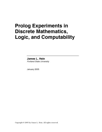 خرید و دانلود نسخه کامل کتاب Prolog experiments in discrete mathematics, logic, and computability