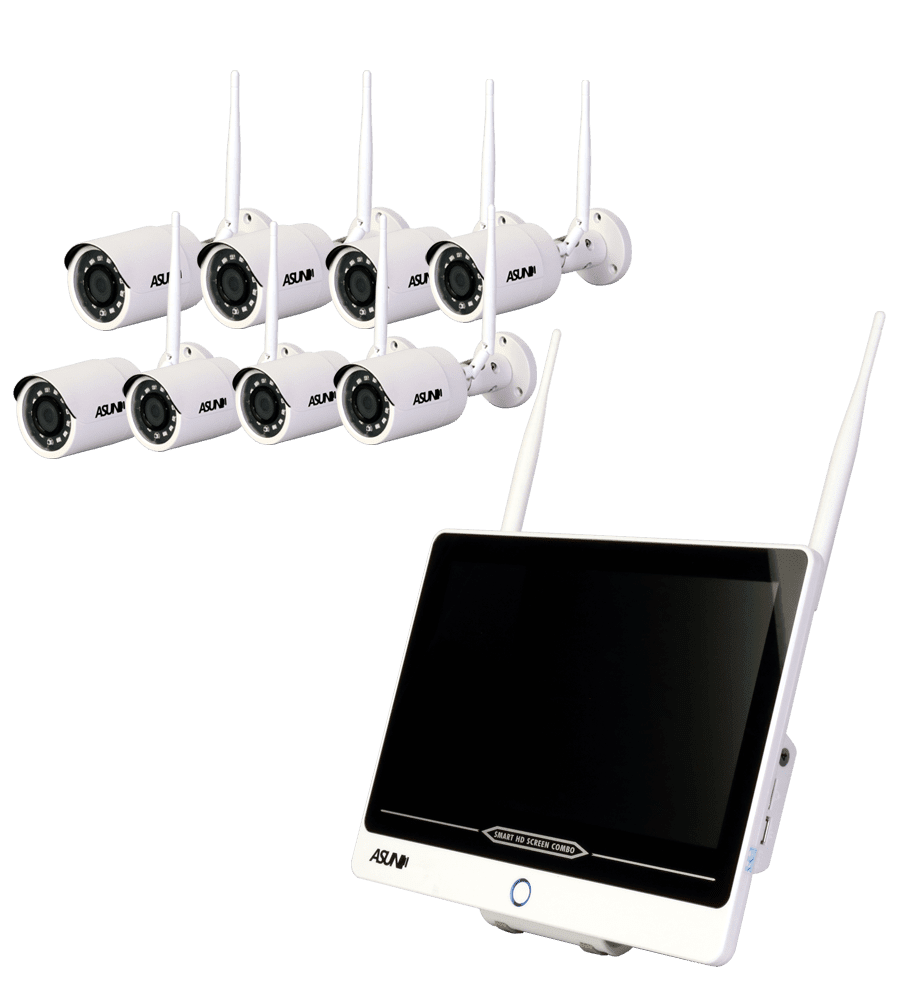 پکیج 8تایی دوربین مدار بسته بیسیم با LCD مدل AS-IPC08-O31A-A