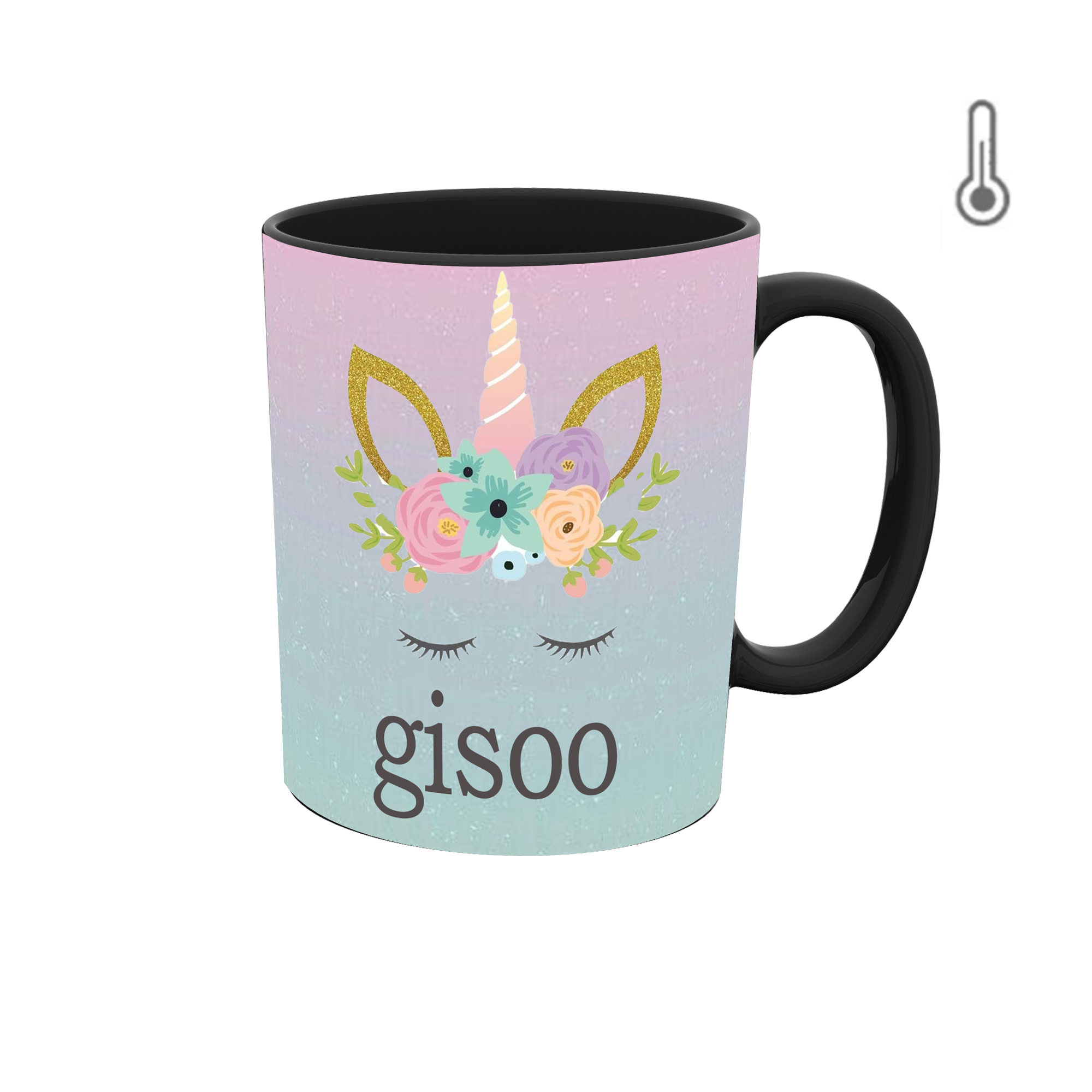 ماگ حرارتی طرح اسم گیسو مدل unicorn یونیکورن 