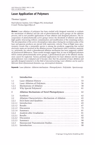 خرید و دانلود نسخه کامل کتاب Laser Application of Polymers - PDF