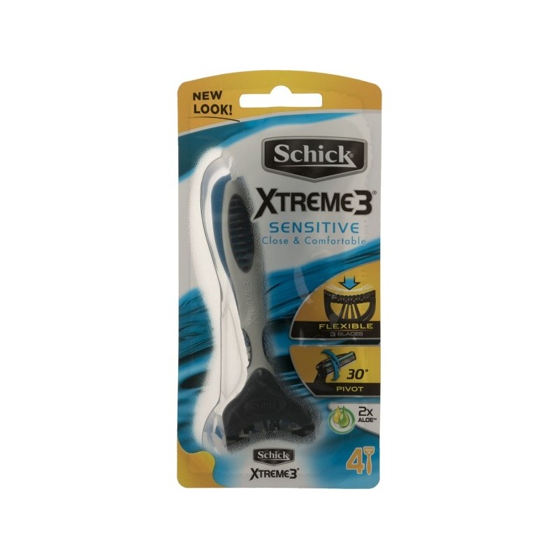 خودتراش مردانه 3 لبه مدل Xtreme Sensitive 3 آبی شیک بسته 4 عددی