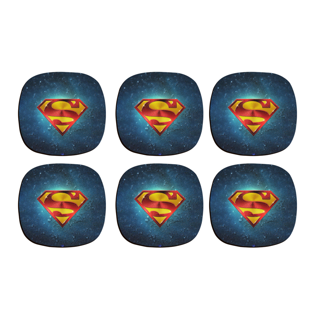 زیر لیوانی ترمه طراحان ایده مدل سوپرمن کد cfp1335 بسته شش عددی