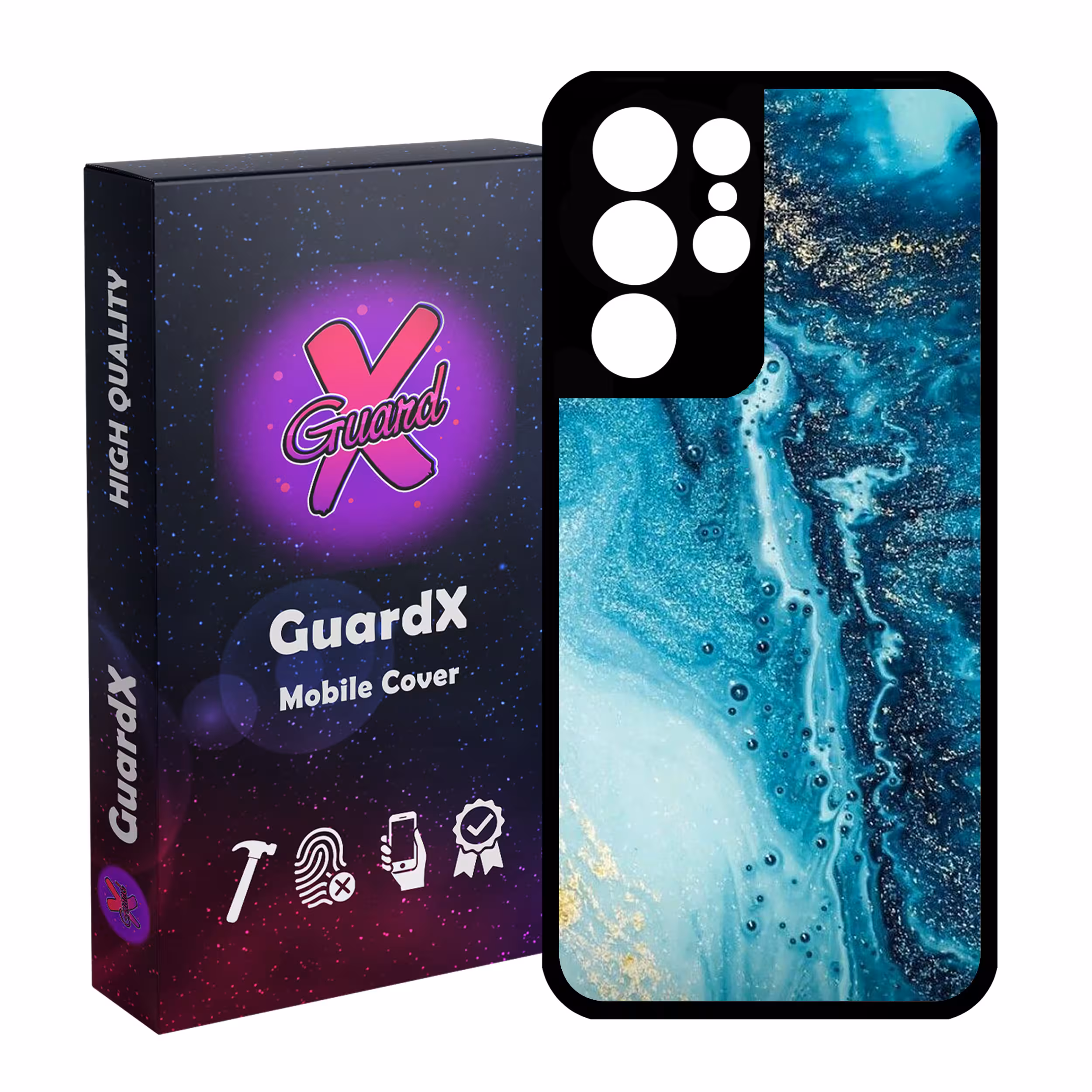 کاور گارد ایکس طرح آبی مدل Glass10402 مناسب برای گوشی موبایل سامسونگ Galaxy S21 Ultra