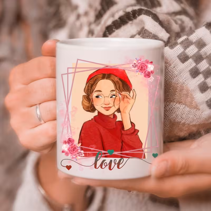 لیوان سفید طرح دخترانه