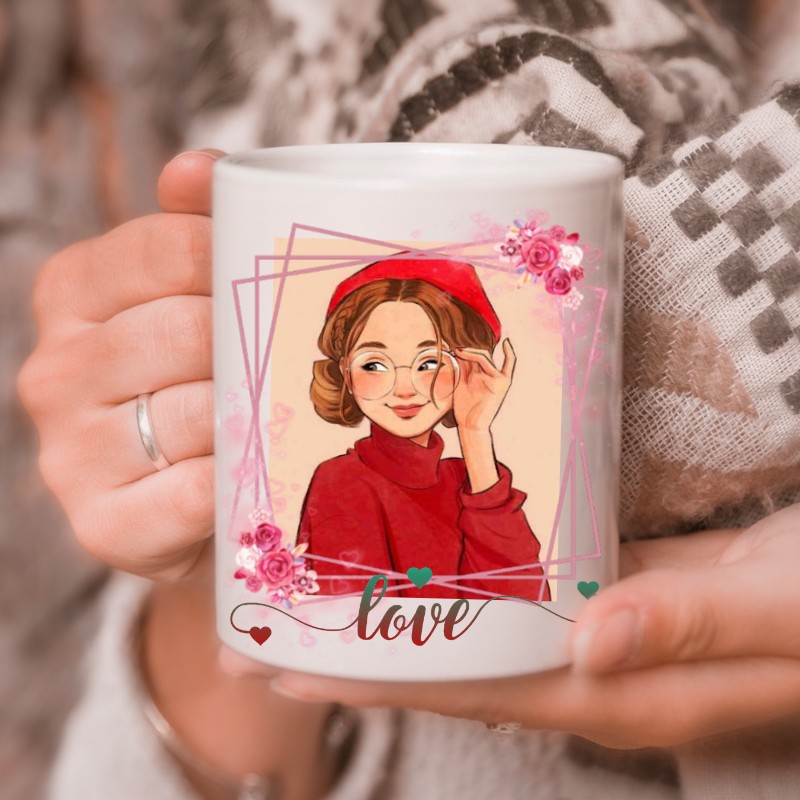 لیوان سفید طرح دخترانه