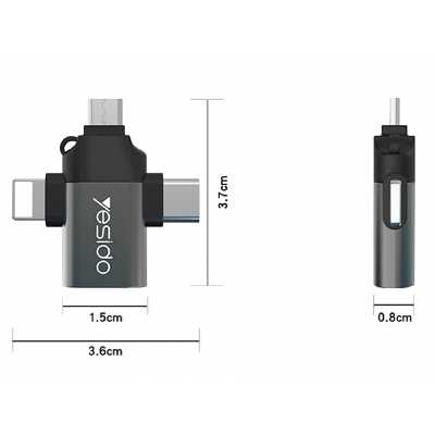 مبدل USB-C / MicroUSB / لایتنینگ OTG یسیدو مدل GS15