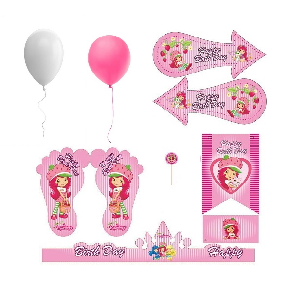 مجموعه 160 عددی تم تولد طرح دختر توت فرنگی