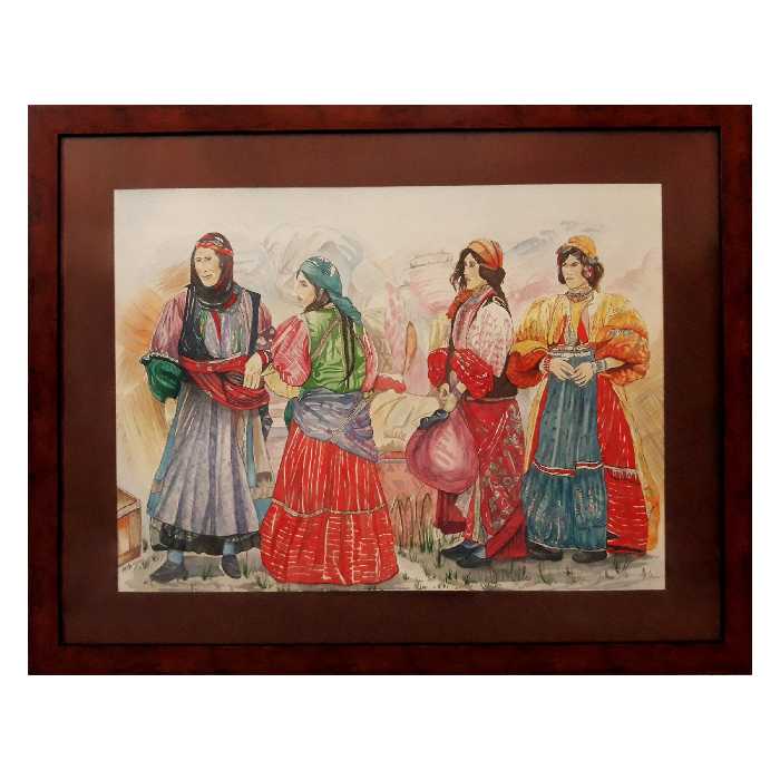 تابلو نقاشی آبرنگ مدل زنان عشایر