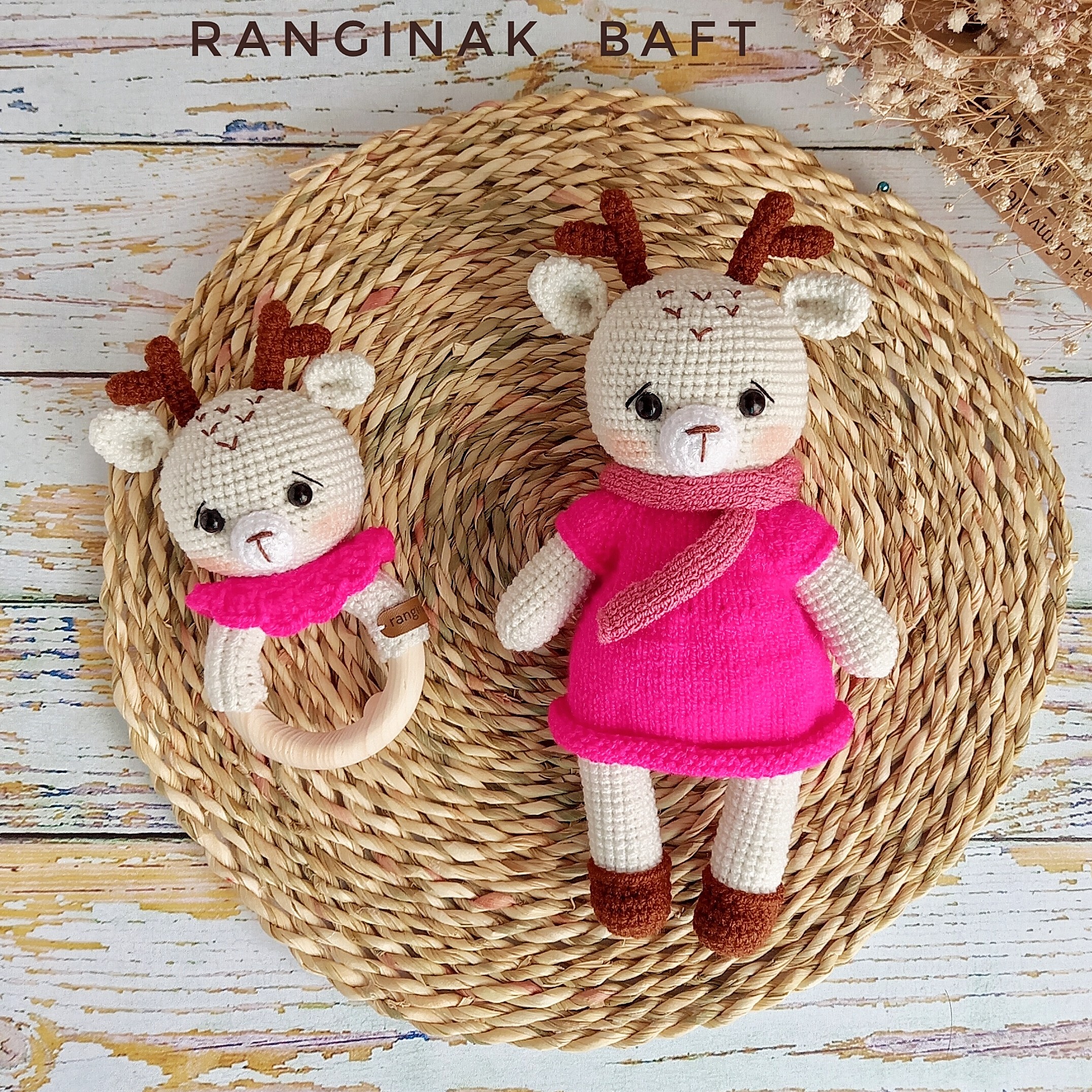 عروسک و جغجغه بافتنی گوزن