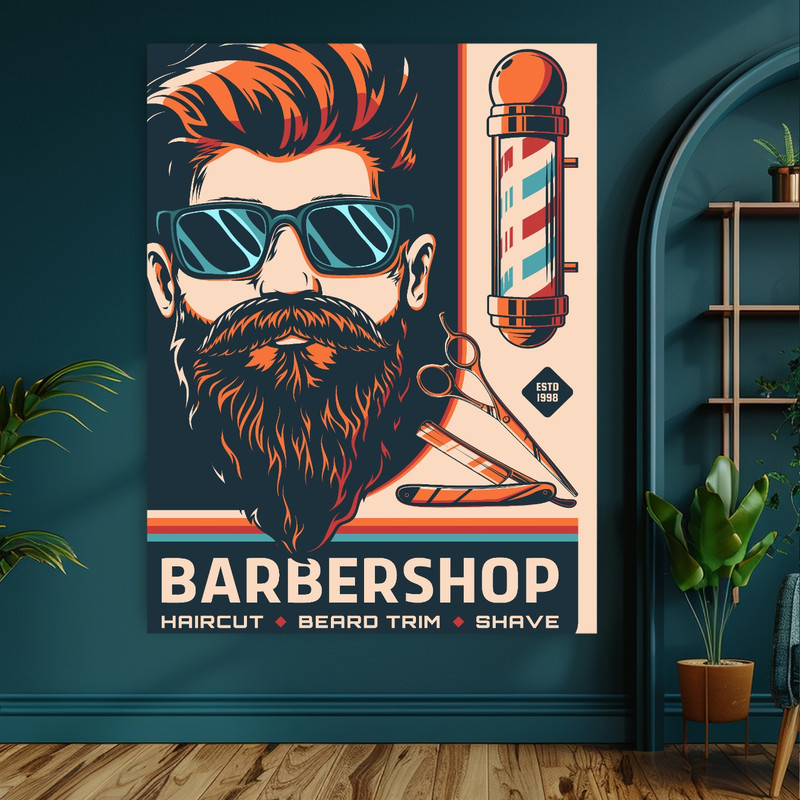 تابلو شاسی طرح شاسی مدل نقاشی آرایشگاه مردانه کد GR812 | دنیای قاب