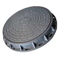 دریچه منهول چاه پلیمری  درب  65 سانت  طوقه 75 سانت رنگ طوسی (12 تن )