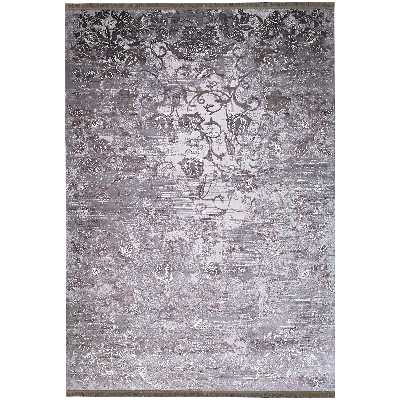 فرش ماشینی زمرد مشهد طرح پتینه کد TA116 زمینه طوسی