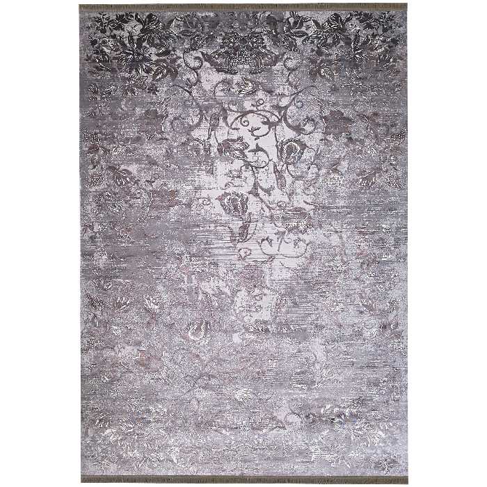 فرش ماشینی زمرد مشهد طرح پتینه کد TA116 زمینه طوسی