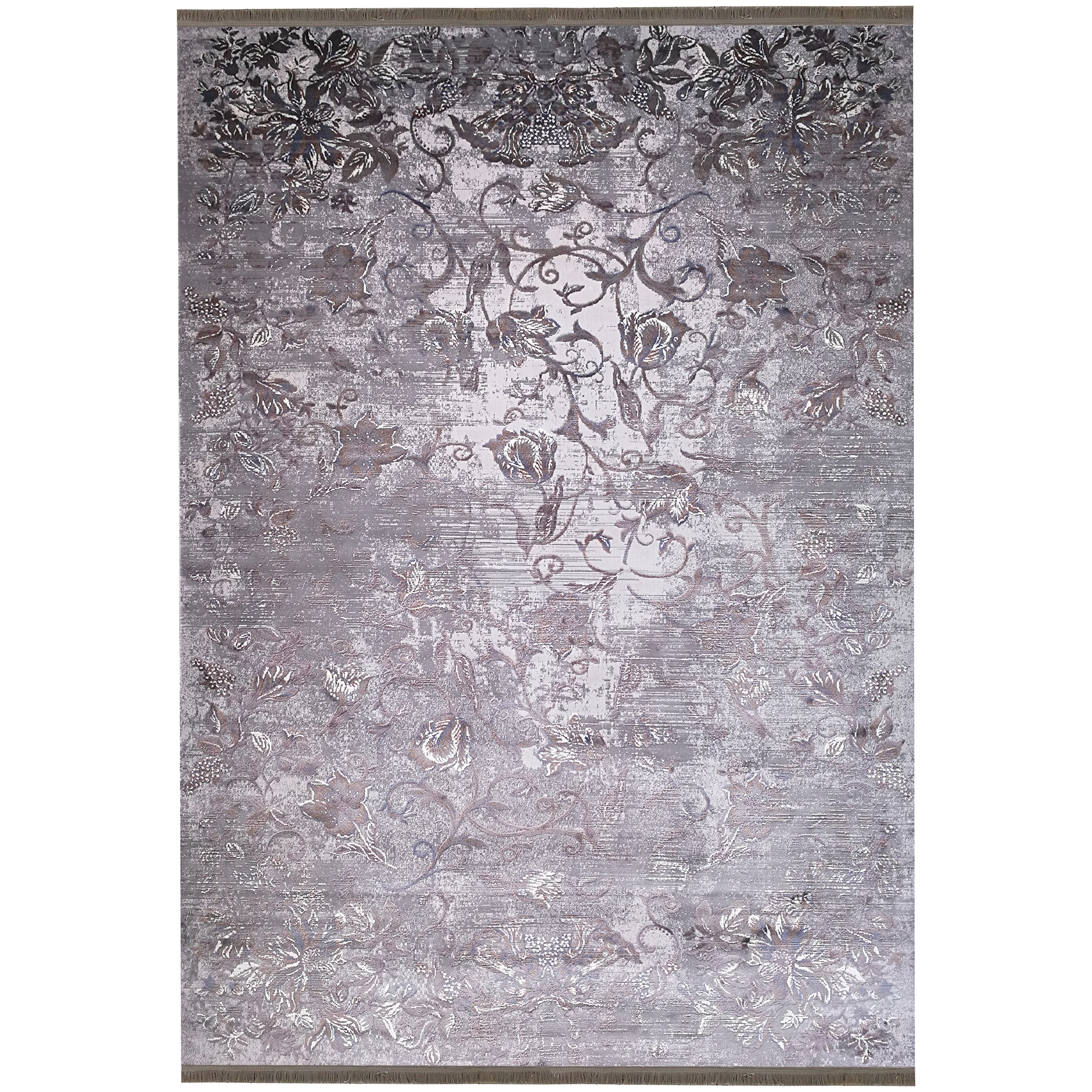 فرش ماشینی زمرد مشهد طرح پتینه کد TA116 زمینه طوسی