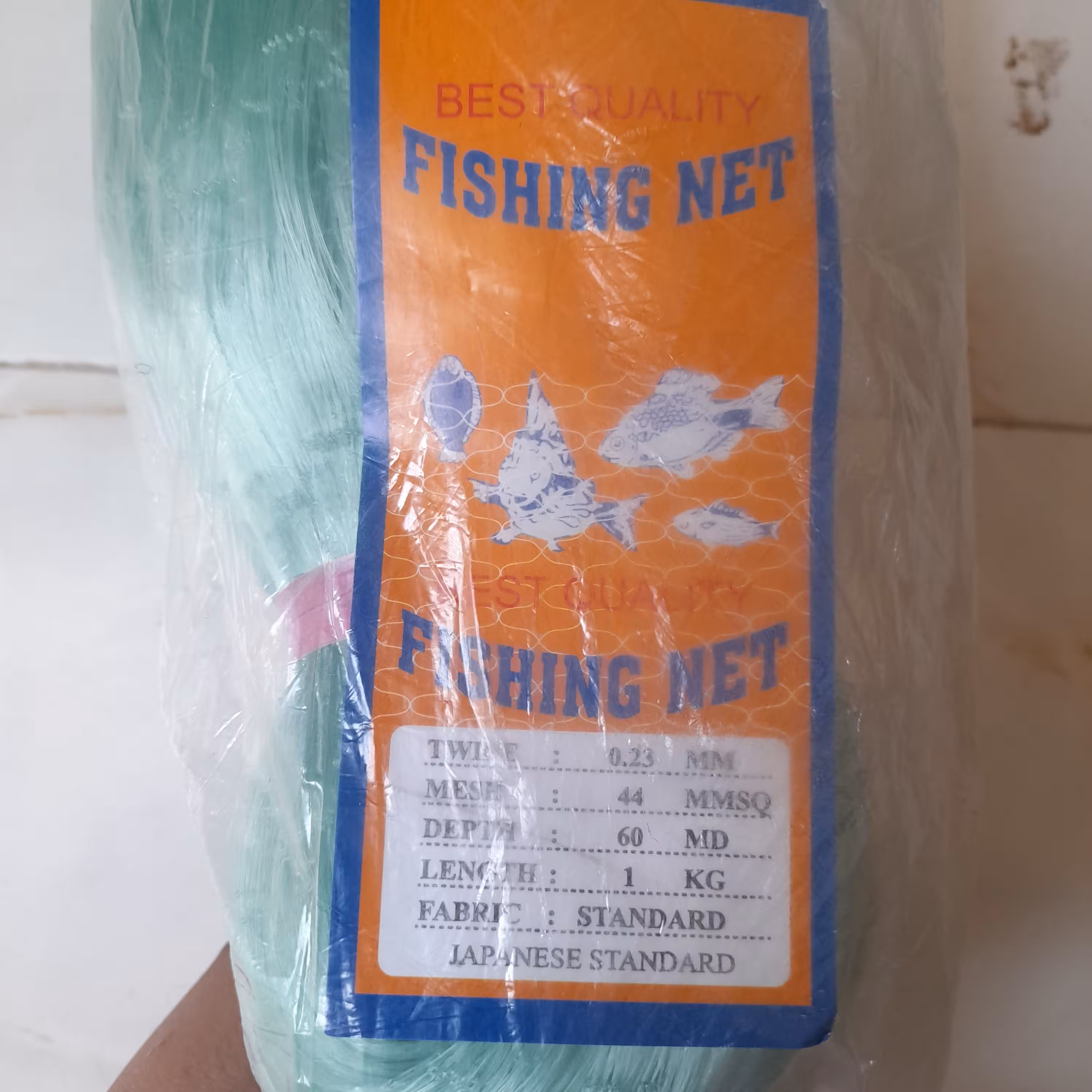 تور نایلونی ماهیگیری 60 متری خام  سایز نخ 023 یا 020چشمه 4 یا 5 یا 3 ( تور ماهیگیری ) ارتفاع 3 متر