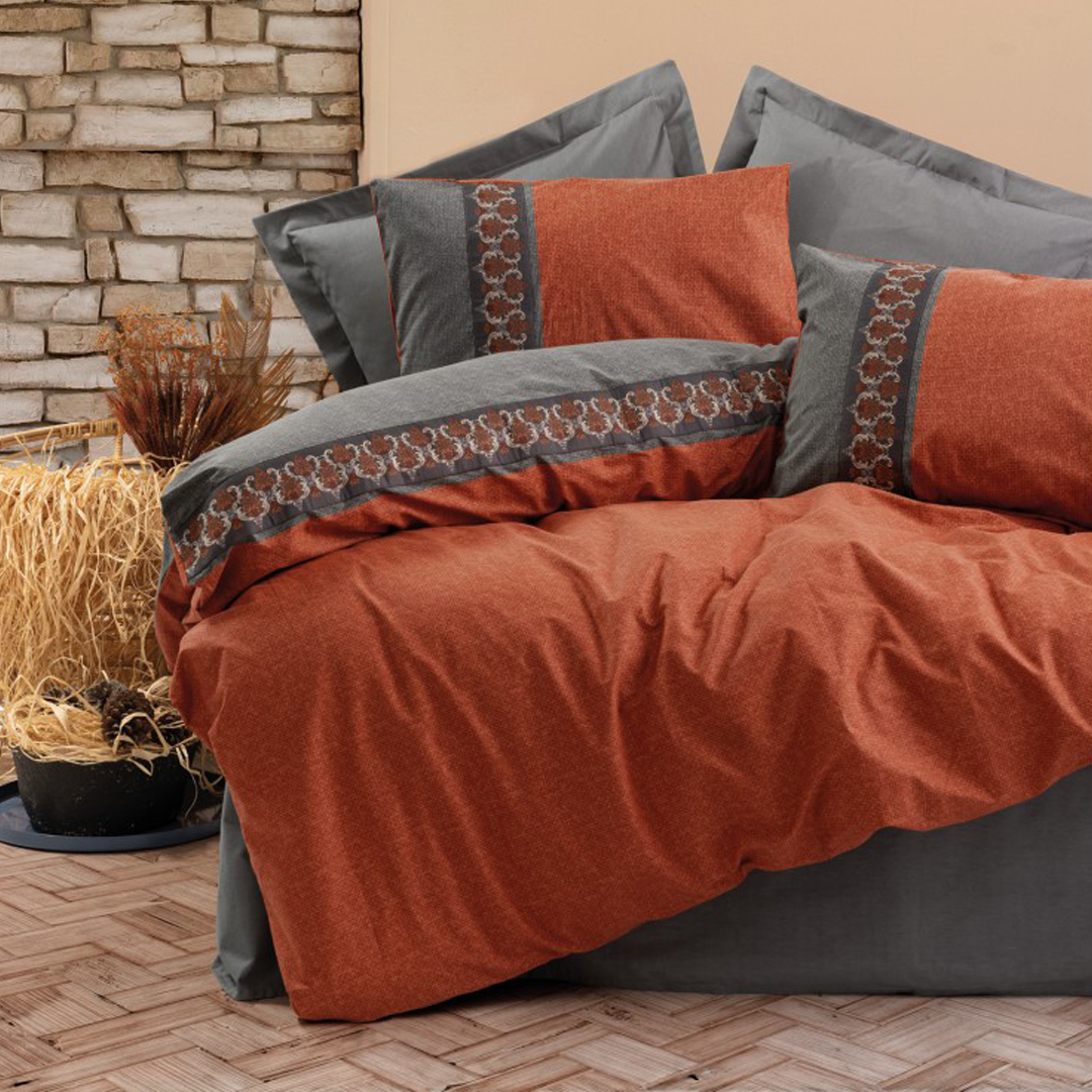 سرویس روتختی کاتن باکس مدل Folk Art Tamaya Kiremit تک نفره 3 تکه