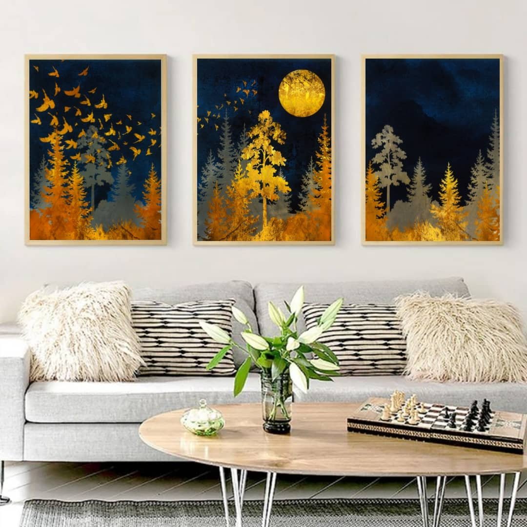 تابلو دکوراتیو جنگل و ماه سایز 40 در 60