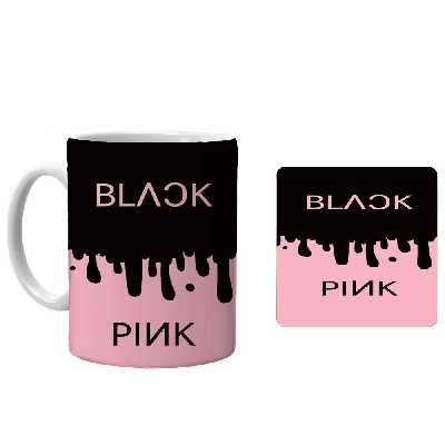 ماگ طرح بلک پینک کد xp104 به همراه زیرلیوانی