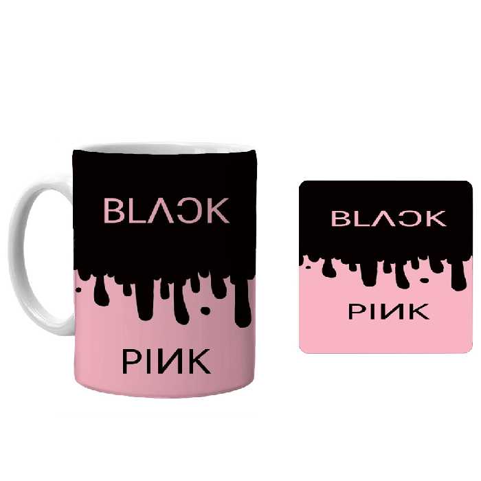 ماگ طرح بلک پینک کد xp104 به همراه زیرلیوانی