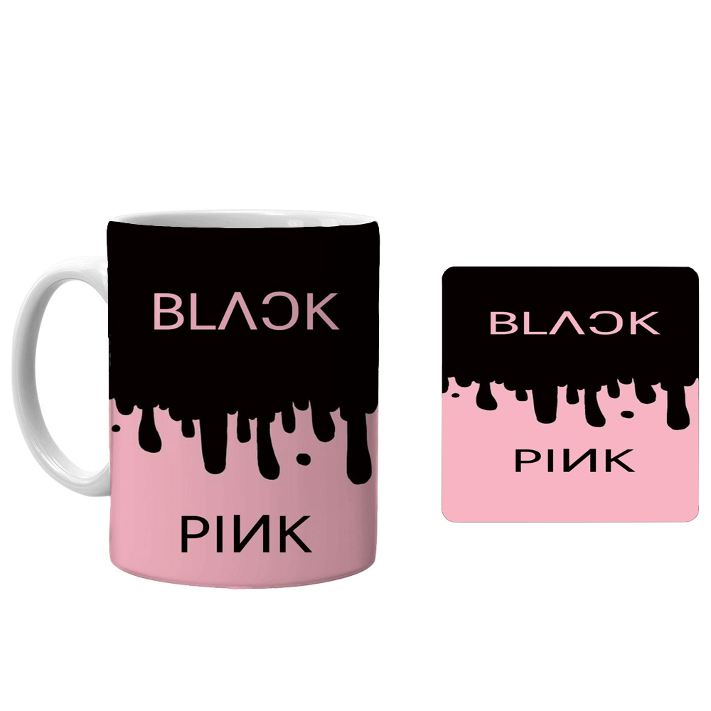 ماگ طرح بلک پینک کد xp104 به همراه زیرلیوانی