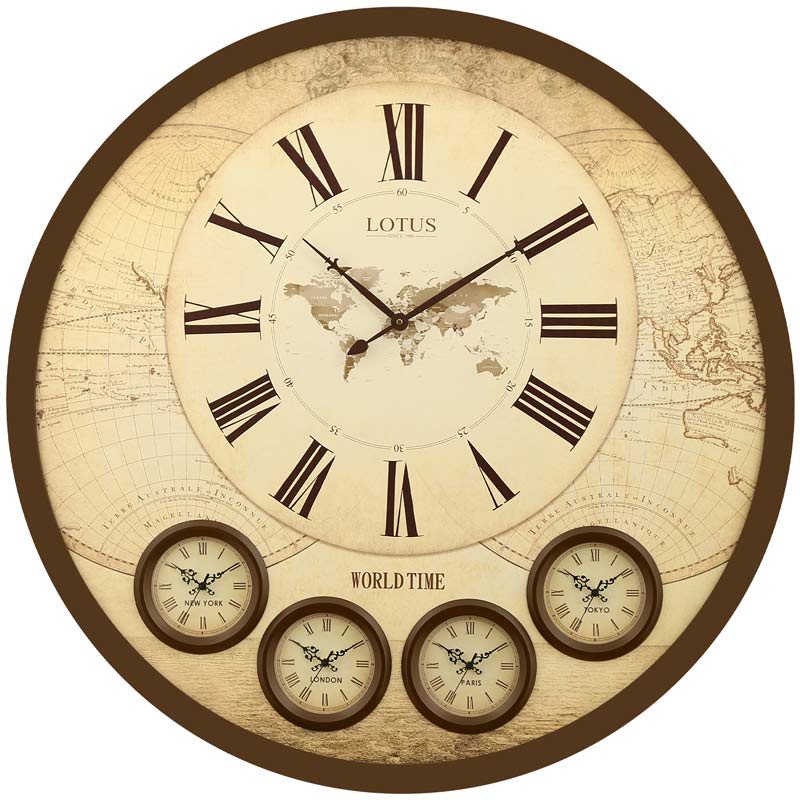 ساعت جهان نما چوبی الا لوتوس مدل ELLA کد WT-90901 رنگ BR