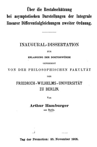 خرید و دانلود نسخه کامل کتاب Restabschätzung bei asymptotischen Darstellungen der Integrale lin.D.Gl. 2er Ordnung