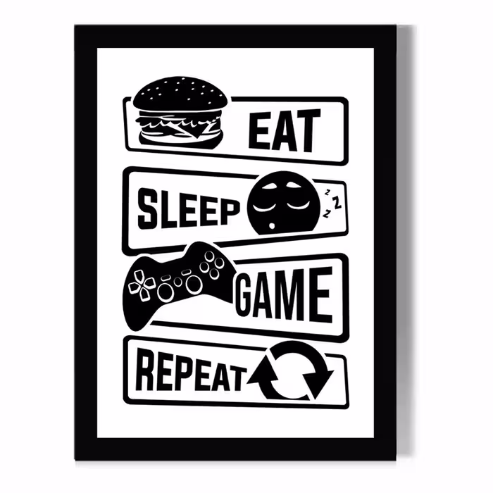 تابلو دیواری مدل گیمینگ طرح  Eat Sleep Game Repeat کد FD290 | دنیای قاب
