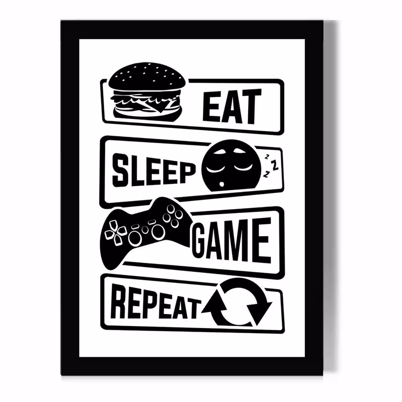 تابلو دیواری مدل گیمینگ طرح  Eat Sleep Game Repeat کد FD290 | دنیای قاب