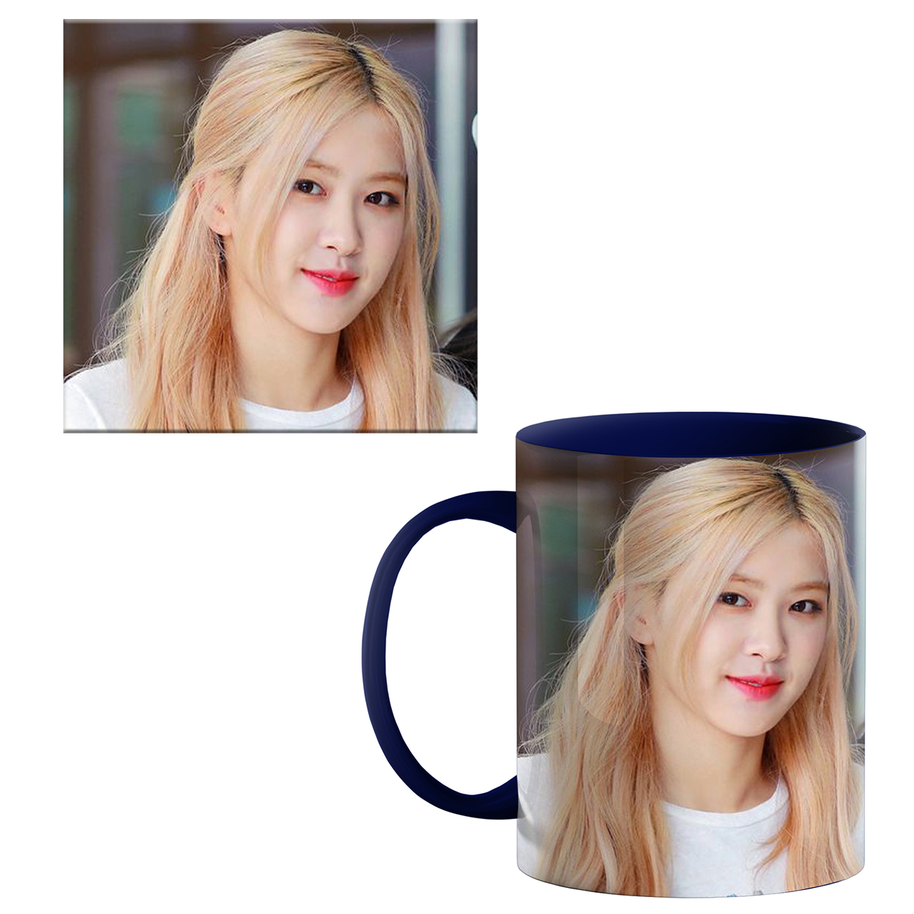 ماگ طرح رزی گروه موسیقی بلک پینک کد 100 به همراه زیر لیوانی