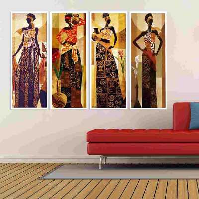 تابلو بکلیت طرح زن آفریقایی مدل دکوراتیو W-384 مجموعه 4 عددی