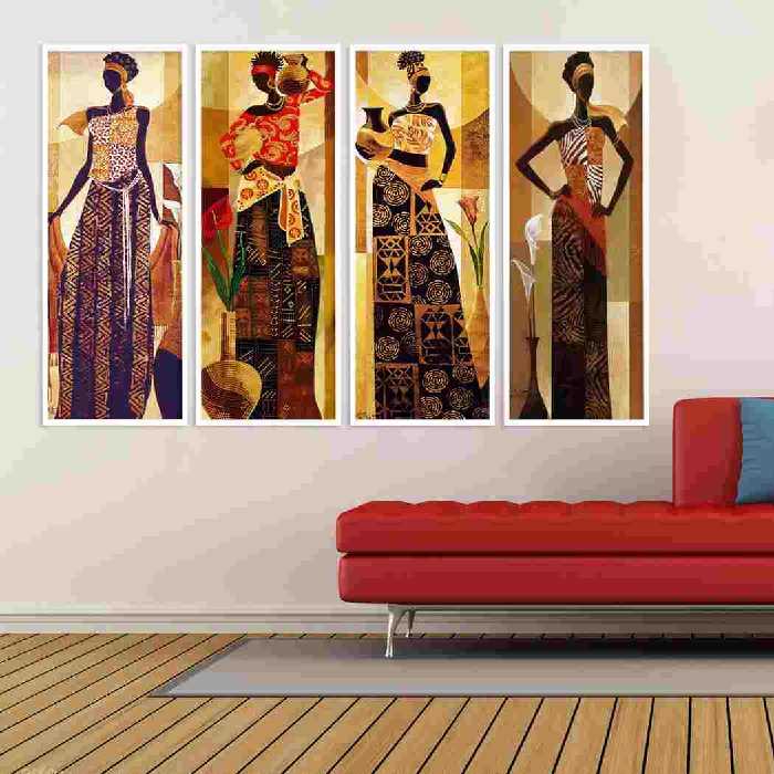تابلو بکلیت طرح زن آفریقایی مدل دکوراتیو W-384 مجموعه 4 عددی