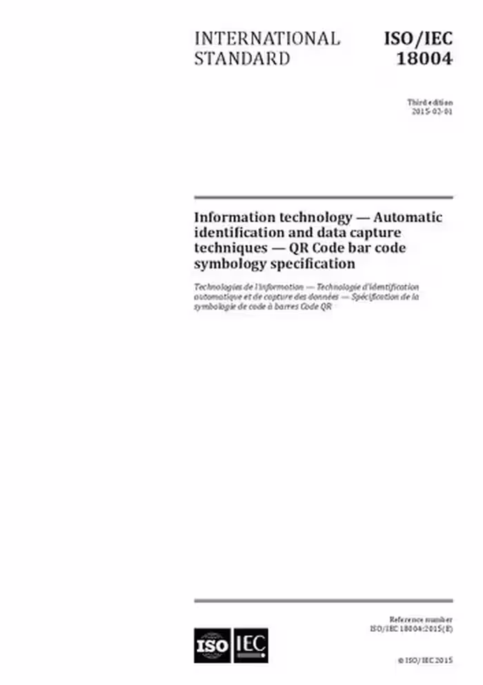 خرید و دانلود نسخه کامل کتاب ISO/IEC 18004:2015, Third Edition: Information technology - Automatic identification and data capture techniques - QR Code bar code symbology specification