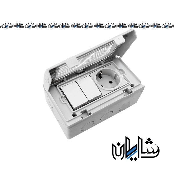کلید دو پل پریز روکار واترپروف پارس فانال مدل PF-2GSTS16A