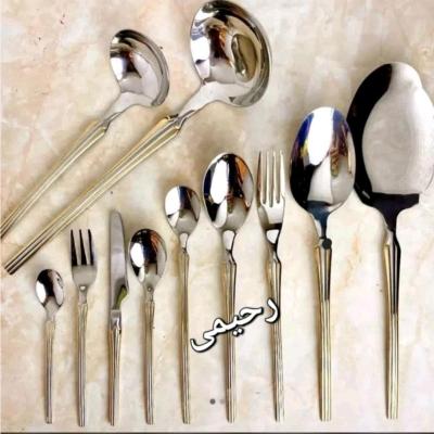 سرویس قاشق چنگال طلایی 12 نفره59 پارچه نیمه طلایی اروپایی یونیک