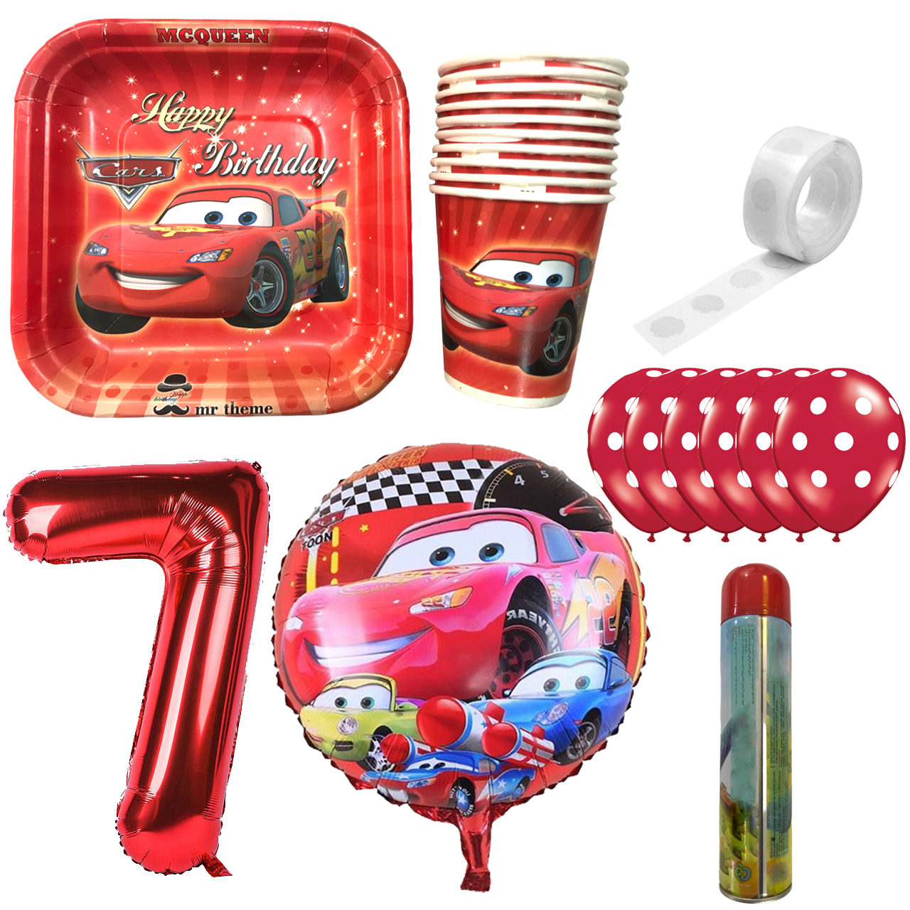 مجموعه 30 عددی تم تولد مسترتم طرح ماشین مک کوئین کد 7