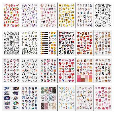 برچسب لنز ناخن مدل گلچین کد N03-N63-N64 مجموعه 24 عددی