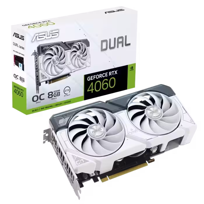 کارت گرافیک ایسوس RTX 4060 Dual OC 8GB White | فروشگاه گیمینگ تکاف