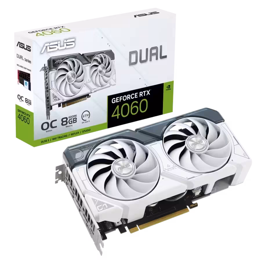 کارت گرافیک ایسوس RTX 4060 Dual OC 8GB White | فروشگاه گیمینگ تکاف