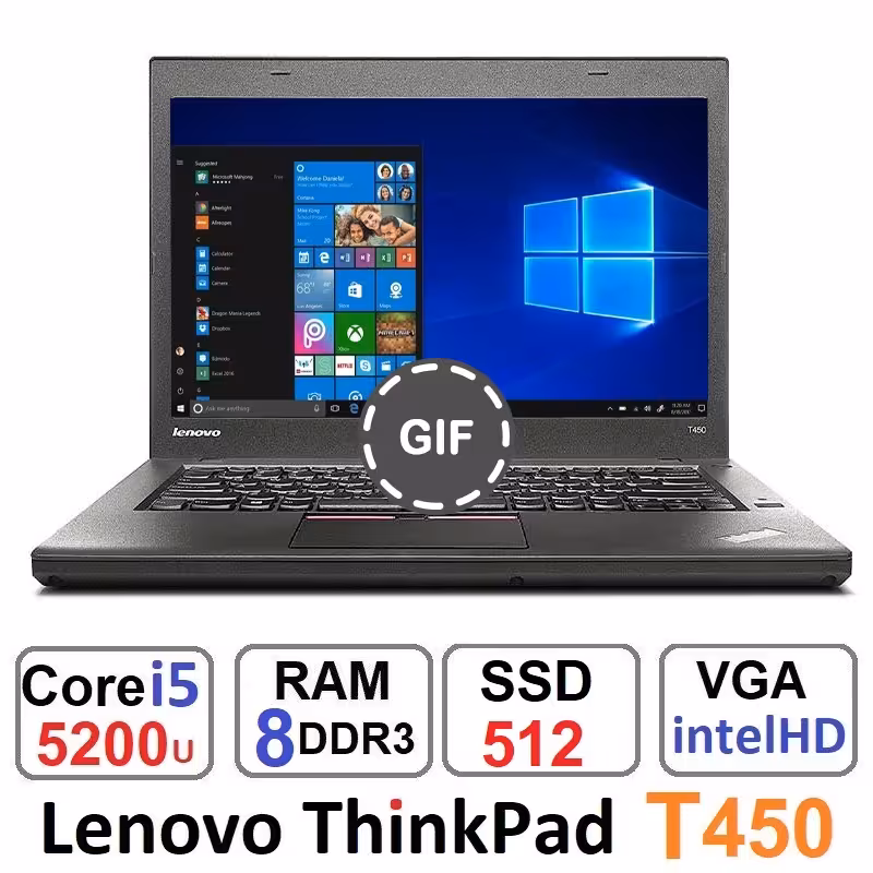 لپ تاپ لنوو Lenovo ThinkPad T450 Core i5 5200u حافظه SSD 512