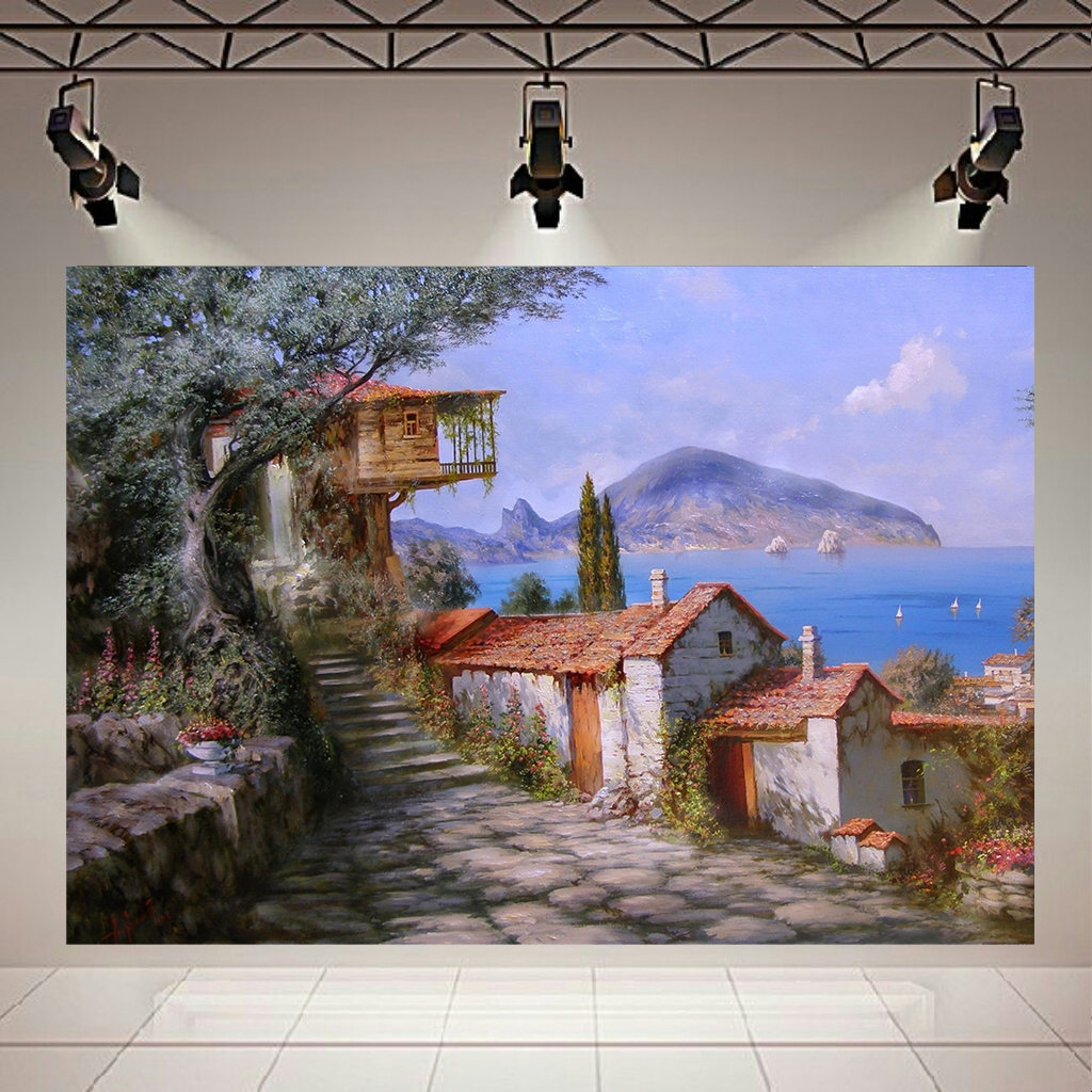 تابلو بوم طرح طبیعت مدل کلبه زیبا کد AR2133