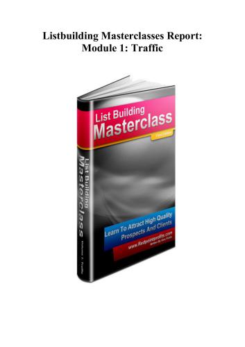 خرید و دانلود نسخه کامل کتاب Listbuilding Masterclasses Report: Module 1: Traffic