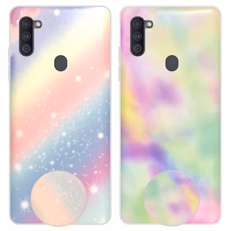 قاب آبرنگی پاپ سوکت دار مناسب برای گوشی Samsung Galaxy A11 مدل طرحدار فانتزی دخترانه و زنانه Rainbow Phone Case