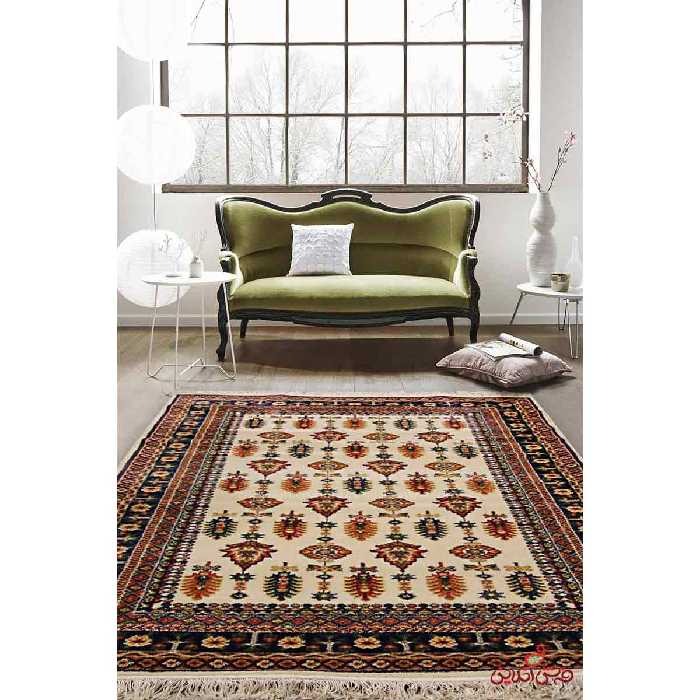 فرش ماشینی ساوین طرح سارگل کرم