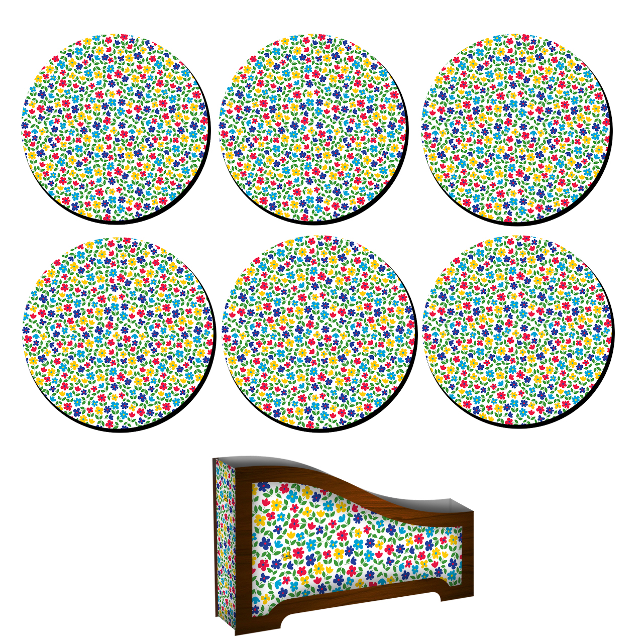 زیر لیوانی لوکسینو مدل گلهای دوست داشتنی مجموعه 6 عددی 