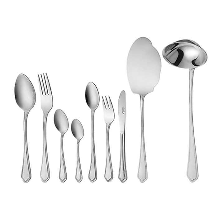 سرویس قاشق و چنگال 57 پارچه ناب استیل مدل ونیز
