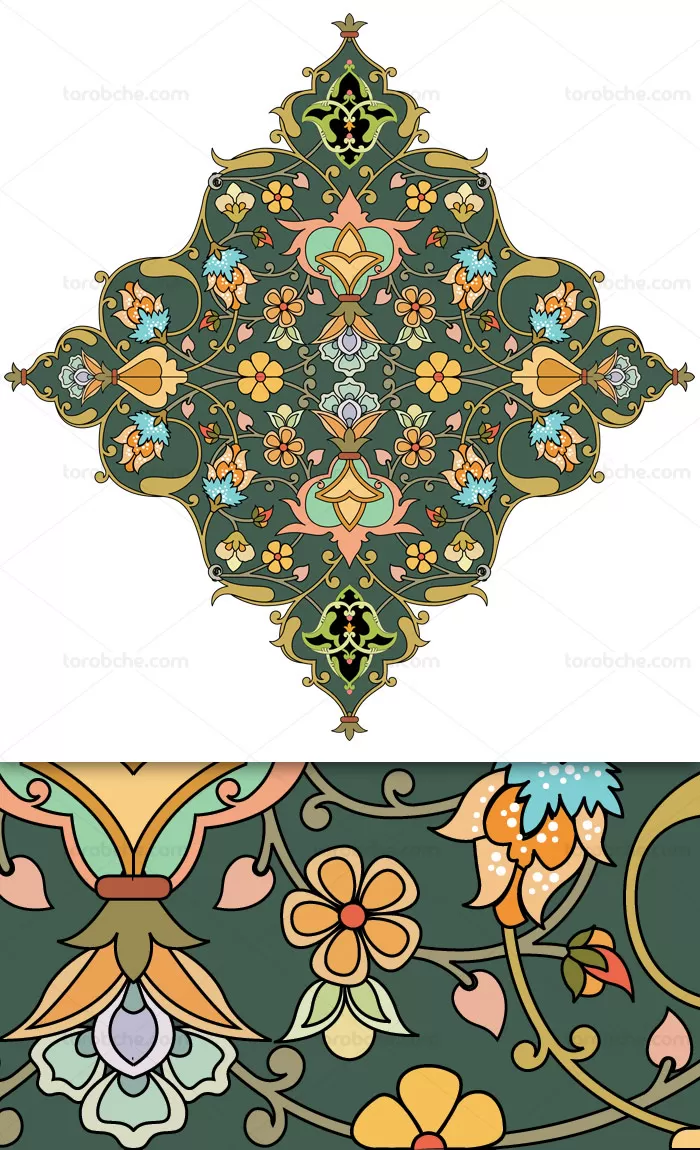 وکتور طرح کاشی کاری اسلامی شماره 174 - گرافیک با طعم تربچه