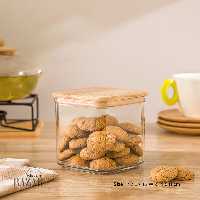 بانکه سارینا چهارگوش درب چوبی کوچک 850 میلی لیتر لیمون کد 2209