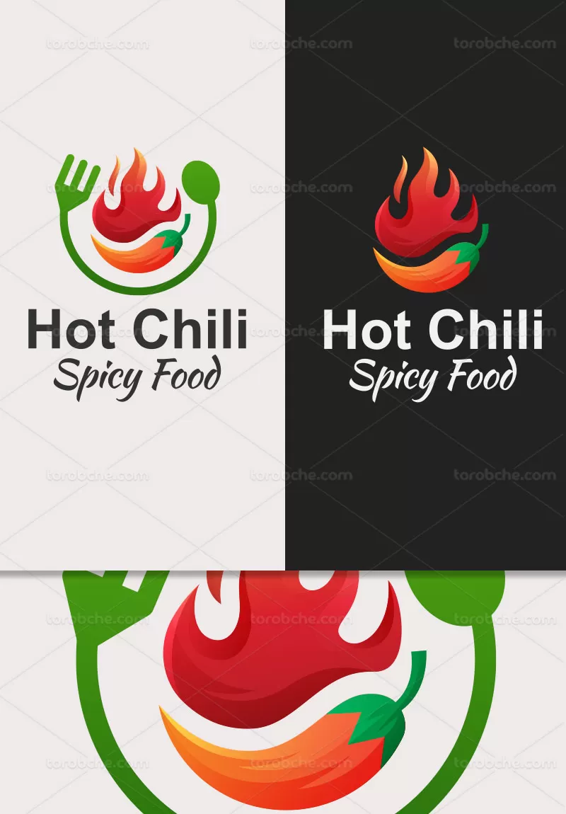 وکتور لوگو غذای تند خلاقانه | گرافیک با طعم تربچه